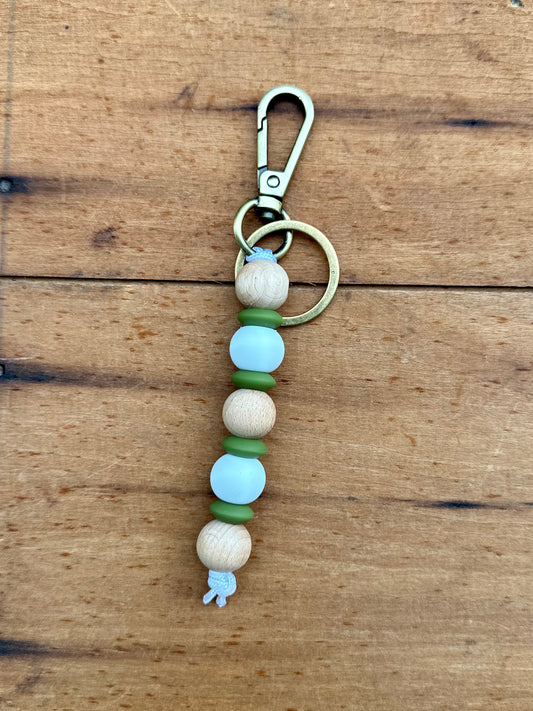 Olive & White Keychain