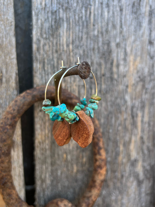 Blossom Leather & Turquoise Hoop Earrings