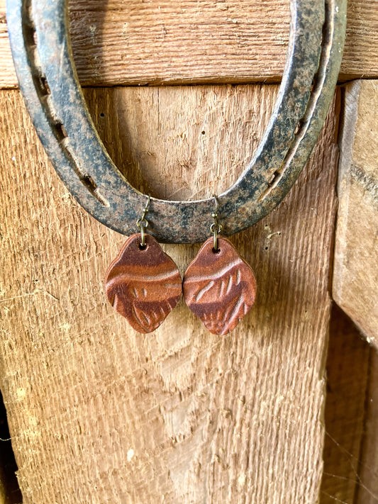 Blossom Tooled Leather Earrings