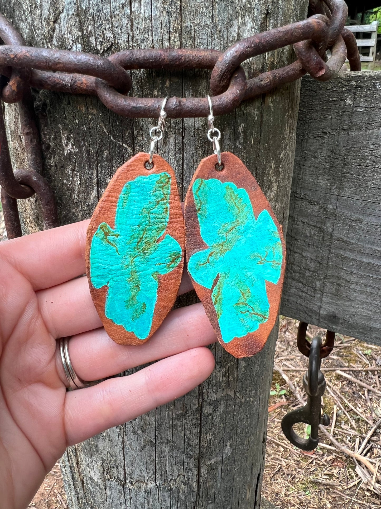 Thunderbird “Turquoise” Leather Earrings