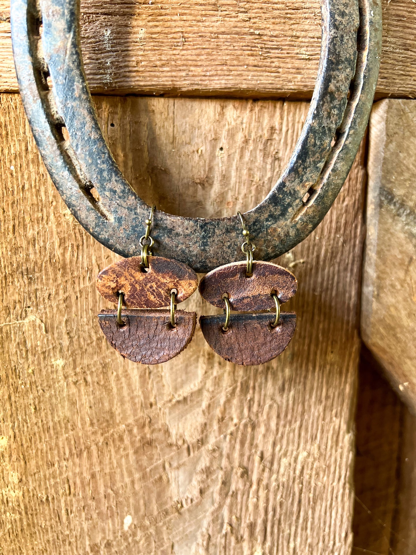 Geometric Leather Earrings