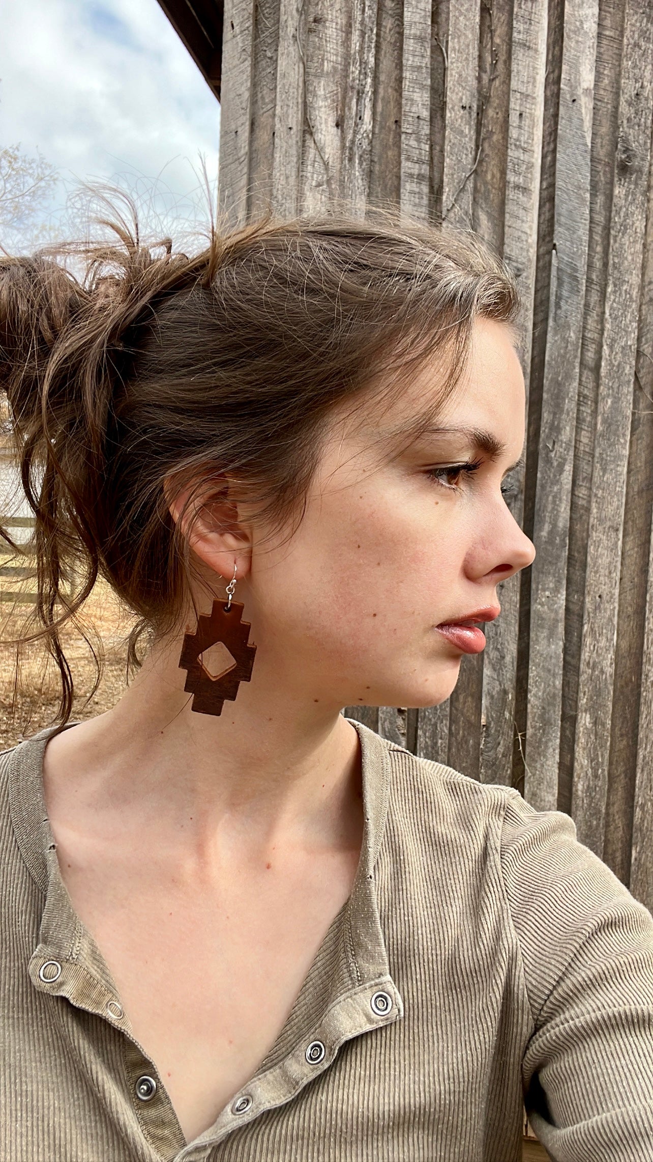 Aztec Leather Earrings