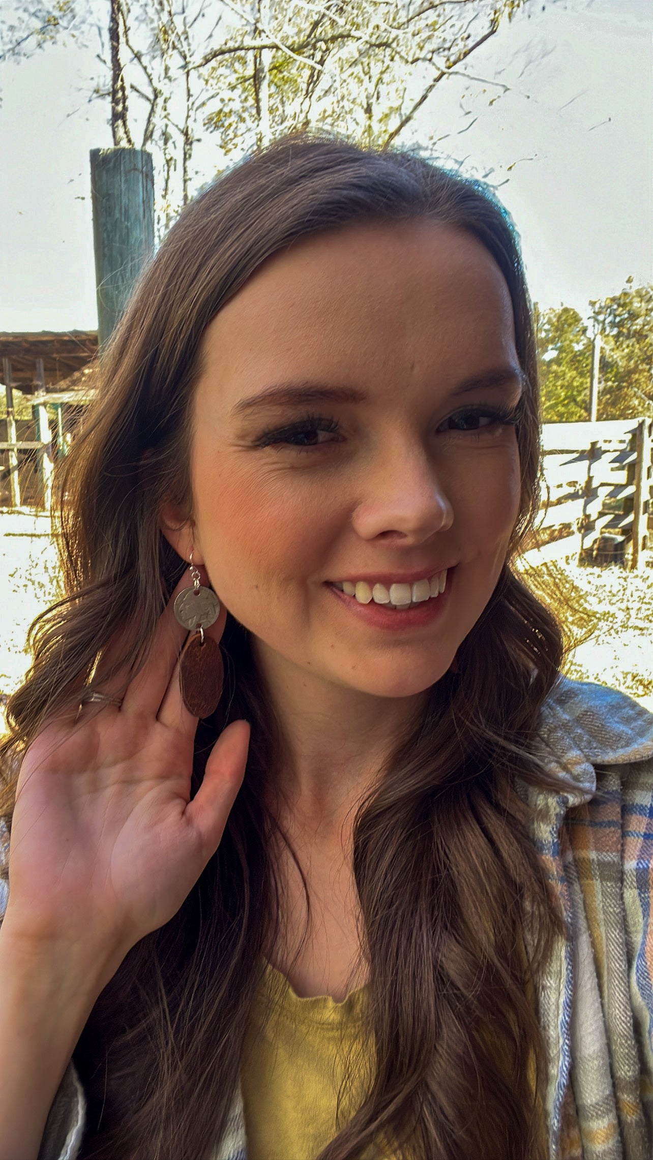 Buffalo Nickel Leather Earrings - Large Oval