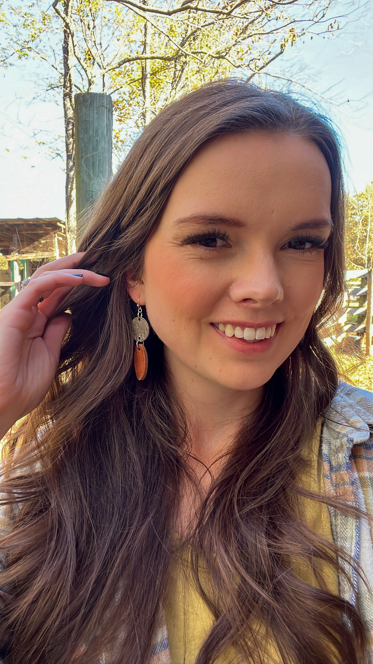 Buffalo Nickel Leather Earrings - Small Oval