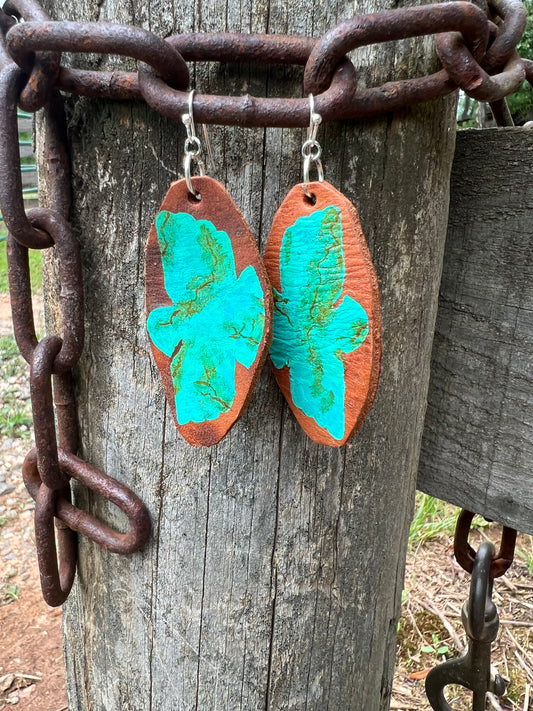 Thunderbird “Turquoise” Leather Earrings