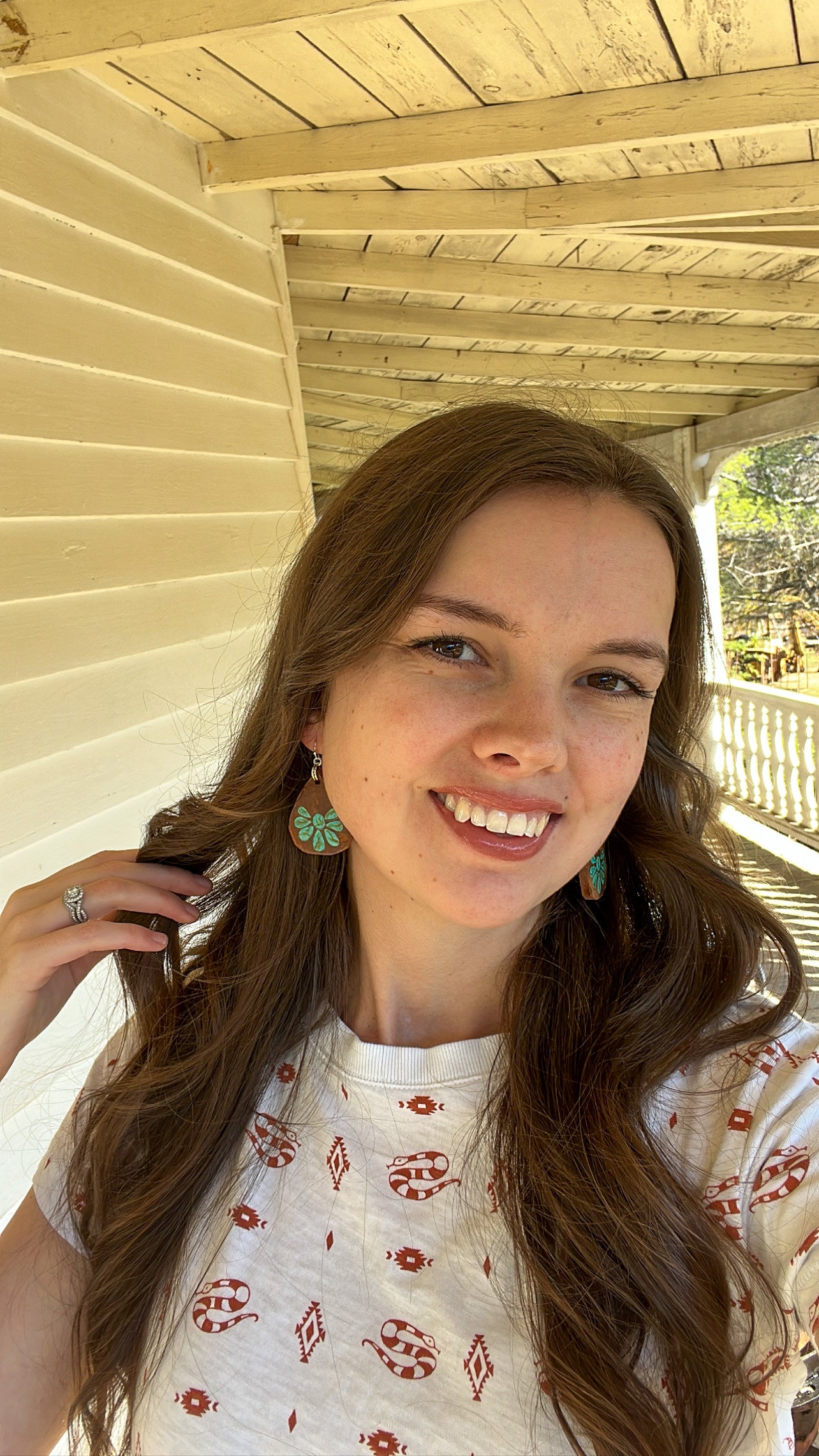 Half Cluster “Turquoise” Leather Earrings