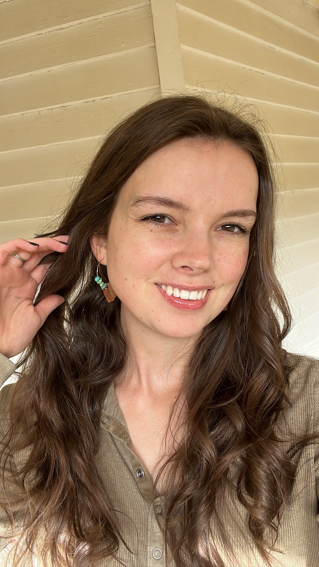 Blossom Leather & Turquoise Hoop Earrings