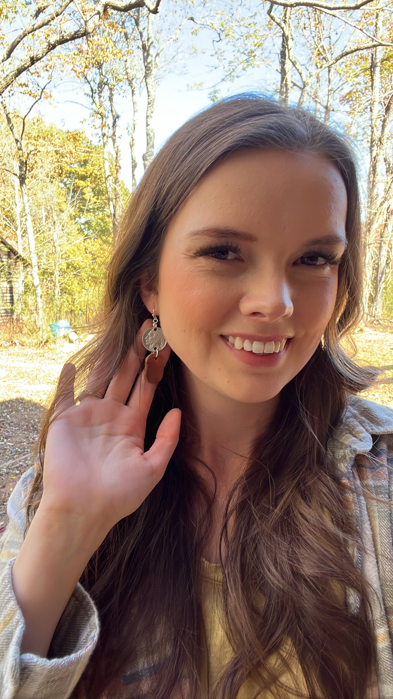 Buffalo Nickel Leather Earrings - Mini Oval